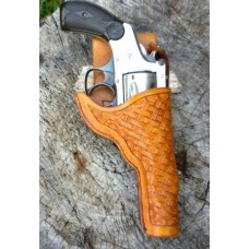 Handmade Small Holster Tan Basket Weave Design Holster.RH